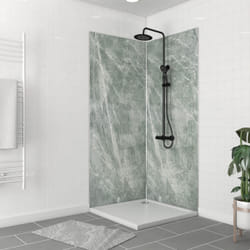 Pack de 2 Panneaux Muraux Pierre Artic Green 90+90x210 cm avec Profilés anodise brillant - stone'it