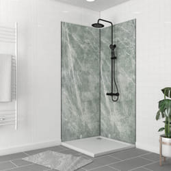 Pack de 2 Panneaux Muraux Pierre Artic Green 90+90x210 cm avec Profilés NOIR MAT - STONE'IT