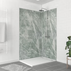 Pack de 2 Panneaux Muraux Pierre Artic Green 90+120x210 cm avec Profilés ANODISE BRILLANT - STONE'IT
