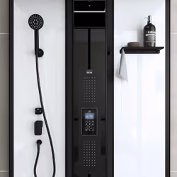 Cabine de douche rectangle 115x90x218 cm - Fonction HAMMAM, Jets Hydromassants, Led et Bluetooth