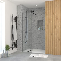 Paroi de Douche 50x195 cm en Verre Trempé 5 mm - Finition Noire - dark elementary