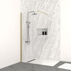 Aurlane - Paroi de douche à l'italienne 90x200 cm verre trempé 8 mm - Finition Or Doré Brossé - freedom 2 gold