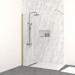Paroi de douche à l'italienne 140x200 cm verre trempé 8 mm - Or Doré Brossé - freedom 2 gold