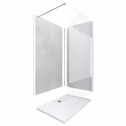 Panneaux Muraux Light Grey 90+120x210 - Receveur 120x90 - Paroi 8mm Dépolie 120x200 + Bras