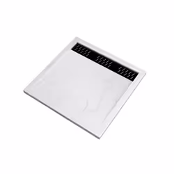 Receveur en acrylique Blanc Effet Pierre 80x80x4 cm + Grilles Linéaires Chrome et Noire - moon