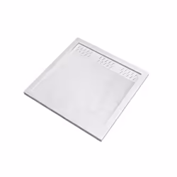 Receveur en acrylique Blanc Effet Pierre 80x80x4 cm + Grilles Linéaires Chrome et Blanche - moon