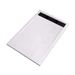 Receveur en acrylique Blanc Effet Pierre 80x120x4 cm + Grilles Linéaires Chrome et Noire - moon