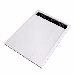 Receveur en acrylique Blanc Effet Pierre 90x120x4 cm + Grilles Linéaires Chrome et Noire - MOON