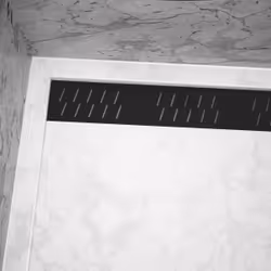 Receveur en acrylique Blanc Effet Pierre 80x140x5 cm + Grilles Linéaires Chrome et Noire - moon
