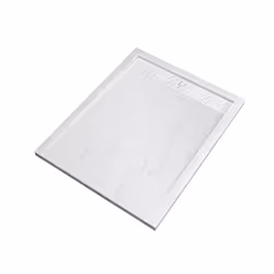 Receveur en acrylique Blanc Effet Pierre 80x100x4 cm + Grilles Linéaires Chrome et Blanche Mate