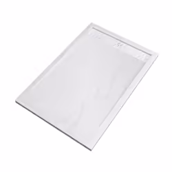 Receveur en acrylique Blanc Effet Pierre 80x120x4 cm + Grilles Linéaires Chrome et Blanche - moon