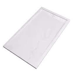 Receveur en acrylique Blanc Effet Pierre 80x140x5 cm + Grilles Linéaires Chrome et Blanche - moon