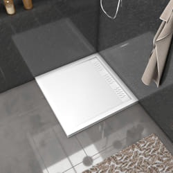 Receveur en acrylique Blanc 90x90x4 cm + Grilles Linéaires Chrome et Blanche Mate
