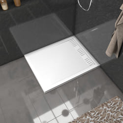 Receveur en acrylique Blanc 80x100x4 cm + Grilles Linéaires Chrome et Blanche - whiteness ii