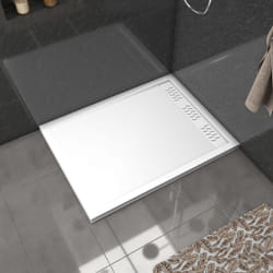 Receveur en acrylique Blanc 90x120x4 cm + Grilles Linéaires Chrome et Blanche - whiteness ii