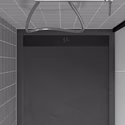Receveur en acrylique Gris Effet Pierre 90x90x4 cm + Grilles Linéaires Chrome et Noire - meteora