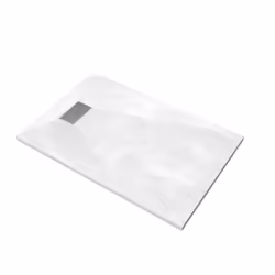 Pack Receveur Blanc Effet Pierre 90x140 cm et Grille décor Linéaire en Inox