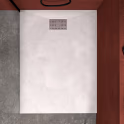 Pack Receveur Blanc Effet Pierre 90x120 cm et Grille décor Perforée en Inox