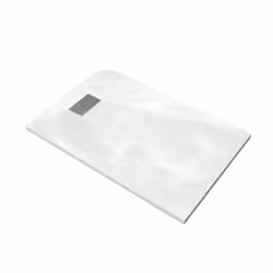 Pack Receveur Blanc Effet Pierre 120x80 cm et Grille décor Linéaire en Inox - rock 2