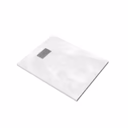 Pack Receveur Blanc Effet Pierre 100x80 cm et Grille décor Linéaire en Inox - rock 2