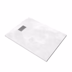 Pack Receveur Blanc Effet Pierre 120x90 cm et Grille décor Linéaire en Inox - rock 2