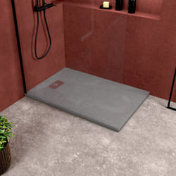 Pack Receveur Gris Effet Pierre 80x120 cm et Grille décor Perforée en Inox