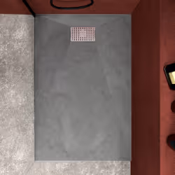 Pack Receveur Gris Effet Pierre 80x120 cm et Grille décor Perforée en Inox