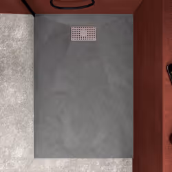 Pack Receveur Gris Effet Pierre 90x140 cm et Grille décor Perforée en Inox
