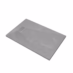 Pack Receveur Gris Effet Pierre 90x70 cm et Grille décor Perforée en Inox - ROCK 2
