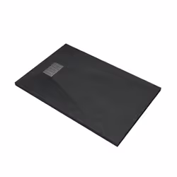 Pack Receveur Noir Effet Pierre 90x70 cm et Grille décor Linéaire en Inox - ROCK 2