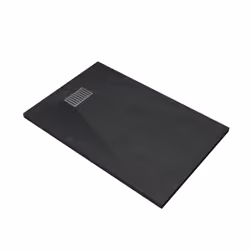Pack Receveur Noir Effet Pierre 140x90 cm et Grille décor Linéaire en Inox - rock 2