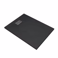 Pack Receveur Noir Effet Pierre 120x90 cm et Grille décor Linéaire en Inox - rock 2