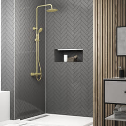 Colonne de douche Thermostatique finition Or Doré Brossé - 133x26x52 cm - molly gold