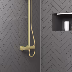 Colonne de douche Thermostatique finition Or Doré Brossé - 133x26x52 cm - molly gold