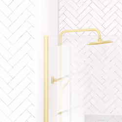 Aurlane - Paroi de douche à l'italienne 100x200 cm verre trempé 8 mm - Or Doré Brossé - freedom 2 gold