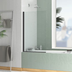 Pare-baignoire Rabattable 70x130cm - Profilé Blanc Mat - Verre Trempé 4mm - elementary