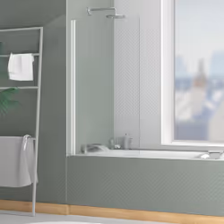 Pare-baignoire Rabattable 70x130cm - Profilé Blanc Mat - Verre Trempé 4mm - elementary
