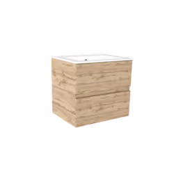 Meuble de salle de bains 60cm 2 TiroirsChêne Naturel + Vasque céramique blanche - timber 60