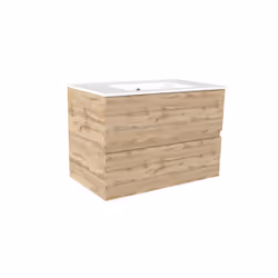 Meuble de salle de bains 80cm 2 TiroirsChêne Naturel + Vasque céramique blanche - timber 80
