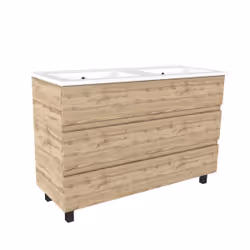 Aurlane - Meuble de salle de bains 120cm 6 TiroirsChêne Naturel + Vasque céramique blanche - timber 120