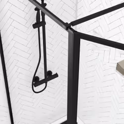 Aurlane - Paroi de Douche avec Volet Pivotant - Cadre et Bras Alu. noir mat - 100+40x200cm - dark contouring