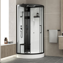 Cabine de douche 1/4 de cercle 95x95x218 cm - Fonction hammam, Jets Hydromassants, Led et Bluetooth