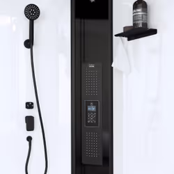 Cabine de douche 1/4 de cercle 95x95x218 cm - Fonction hammam, Jets Hydromassants, Led et Bluetooth