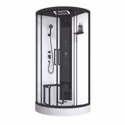 Cabine de douche 1/4 de cercle 95x95x218 cm - Fonction hammam, Jets Hydromassants, Led et Bluetooth