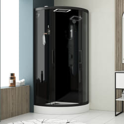 Aurlane - cabine de douche 1/4 de cercle hydro 95x95x215 cm - portes coulissantes - fonds & profilés noir mat