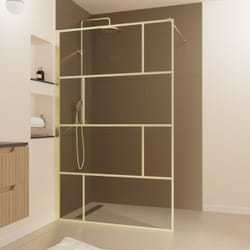 Paroi de douche à l'italienne 120x195cm Sérigraphie type Briques - Profile Or Brossé - GOLDY BLOCKS