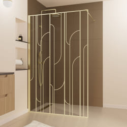 Paroi de douche à l'italienne 120x195cm Sérigraphie Art Déco Arrondie - Or Brossé - GATSBY