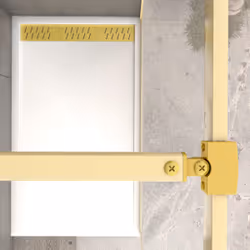 Paroi de Douche 140x200cm + Grille Finition Or Doré Brossé + Receveur Blanc 140x80x5cm