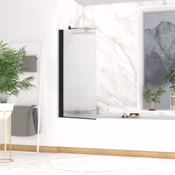 Pare-baignoire Rabattable 80x140cm - Profilé Noir Mat - Verre Trempé Ondulé 5mm - wavy - Vue supplémentaire 5