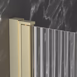 Pare-baignoire Rabattable 80x140cm - Profilé Or Doré Brossé - Verre Trempé Ondulé 5mm - WAVY